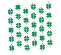 Gadpiparty 30pcs St Patrick's Day Four Leaf Pendant Charms DIY Jewelry Craft Accessories Silver and Dark Green Lucky Keychain Decorations for Handmade Gifts