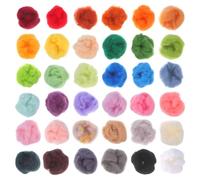 Gadpiparty 36 Colors Needle Felting Wool Roving Set with Reusable Pouches for DIY Crafts Mixed Wool Fibre Yarn for Hand Felting Animals Jewellery and Home Decor