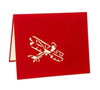 Gadpiparty 3D Pop up Greeting Card Airplane Design in Red Paper Material for Graduation Greeting Suitable for Friends and Classmates Creative and Innovative Style