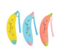 Gadpiparty 3Pcs Banana-Shaped Silicone Pencil Case with Letters Adorable Multifunctional Pen Bags for Students Smooth Zippered Stationery Organizer Cute School Storage Pouches in Pink Yellow