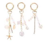 Gadpiparty 3pcs Beach Shell Phone Charm Set with Pearl Rhinestone Chain, Star-shaped Irregular Pearl Key Rings, Mobile Phone Lanyard Accessories for Women’s Handbag Earphone Case Decoration