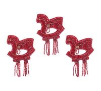 Gadpiparty 3pcs Beaded Horse Embroidery Patches Sew on Appliques for Jackets and Clothing, Plastic and Non-Woven Fabric Decoration with Cute Three-Dimensional Look, for DIY and Party Use