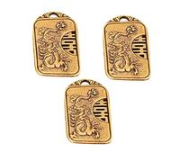Gadpiparty 3pcs Brass Chinese Dragon and Key Chain Pendants Multi Use Hanging Decor with Relief Traditional Lucky Symbol for DIY Keyrings and Bag Accessories