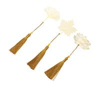 Gadpiparty 3pcs Chinese Style Hollow Leaf Metal Bookmarks with Tassels Creative Brass Decorative Page Markers for Students Writers Readers and Lightweight Design