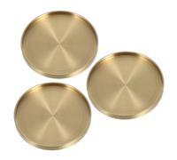 Gadpiparty 3Pcs Copper Coasters Metal Cup Mats Round Shape Heat-Insulating Drink Pads for Garden Table and Home Decor