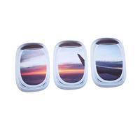 Gadpiparty 3pcs Creative Three-Dimensional Combination Porthole Sunset Aircraft Fake Landscape Window Wall Stickers for Boy Girl's Kindergarten Self-Adhesive Removable Wall Decals