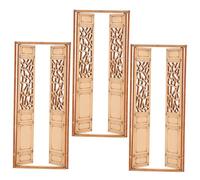 Gadpiparty 3pcs Dollhouse Double Doors Wooden Miniature Front Door DIY Architectural Model Accessories for Fairy Tale Pretend Play and Creative Home Decor
