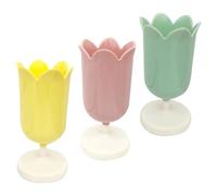 Gadpiparty 3pcs Flower Shaped Pen Holder and Makeup Brush Organizer Set with Plastic Material, Proper Capacity, for Office and Home Desk Decoration and Space Saving
