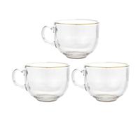 Gadpiparty 3pcs Glass Coffee Cups with Gold Rim, Comfortable Handle, and Integrated Style, Withstand Temperature to 100 Degrees, for Juice Or Dining Room Use