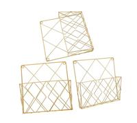 Gadpiparty 3pcs Metal Wall Mounted Magazine Rack Holder with Three Separate Compartments, Iron Mesh Design, Easy Non-drill Setup for Space-saving Vertical Storage in Home or Classroom