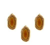 Gadpiparty 3pcs Red Agate Stone Slice Pendant Set Gold Plated Edges, Irregular Natural Agate DIY Charm Accessories for Jewelry, Necklace, Sweater, and Art Wind Chimes
