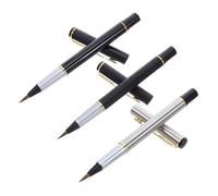 Gadpiparty 3pcs Refillable Chinese-style Brush Pens Soft Tip Stainless Steel Fountain Ink Pens for Calligraphy Writing Drawing Artists Students Portable Fine Detail Signature