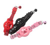 Gadpiparty 3Pcs Reflective Kitten Collar Tracker Bands with Safety Bell Cat and Puppy Tracker Collar Holder Adjustable Black Red Pink Pet Locator Neck Bands