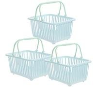 Gadpiparty 3pcs Small Plastic Shopping Baskets for Kids - Mini Grocery Baskets with Handles, Tiny Organizer Bin for Eggs, Fruits, Veggies, Snacks & Kitchen Storage - Sky blue