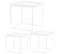 Gadpiparty 3pcs Transparent Square Display Case Multi Purpose Organizer for Home Decor Dust Storage for Candy Jewelry Art Craft High Precision for Collectibles