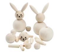 Gadpiparty 3pcs Wooden Bunny Peg Dolls - Blank Easter Rabbit Wooden Sculpture Crafts for DIY Assemble - Spring Theme Unfinished Animal Figure Peg Dolls for Party Banquet Tray