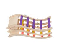Gadpiparty 3Pcs Wooden Parrot Ladder with Climbing Steps and Perch, Small Bird Cage Accessory for Parakeets and Small Parrots, Purple Yellow Orange