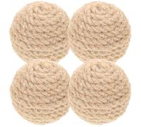 Gadpiparty 4 Pieces Jute Cat Scratching Balls with Bell Interactive Cat Indoor Kitten Natural Fiber for Scratch and Play
