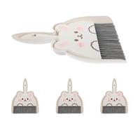 Gadpiparty 4 Sets Cute Rabbit Mini Broom and Dustpan Portable Tabletop Sweeper Lightweight Plastic Whisk Brush for Kitchen Desktop Small Space Cleaning