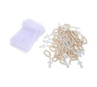 Gadpiparty 40 Sets Wooden Rosary Beads Bracelets for Baptism Party Favors Convenient Mesh Bags for First Communion and Shower Traditional Blessings and Protection