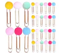 Gadpiparty 40pcs Colorful Pompom Paper Clips Metal Bookmarks with Cute Design for Organizing Documents and Planner Pages, Easy to Use and Hold Firmly, for Students and Teachers Random Color