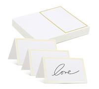 Gadpiparty 40Pcs Pearl White Blank Table Name Cards with Gold Foil Border for Wedding Banquet Dinner Party Seating Suitable for Engagement Birthday Holiday and Restaurant Events