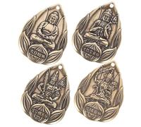 Gadpiparty 4pcs Antique Brass Buddha Amulet Pendants DIY Charms for Keychains and Hanging Decorations Lightweight Vintage Buddhist Symbols for Crafting Necklaces Bracelets and Accessories