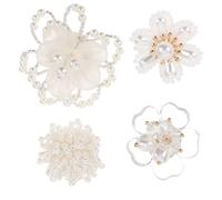Gadpiparty 4pcs Beaded Appliqué Patches with Crystal Flower Design for Clothing Accessories, Stylish DIY Cloth Embellishments, Assorted Colour, for Dressmaking and Craft Decoration
