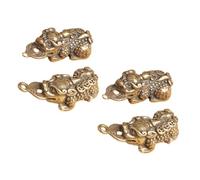 Gadpiparty 4Pcs Brass Mythical Beast Keychain Set, Feng Shui Lucky Charm Pendant Couples Key Ring Charms, Left Right Facing Amulets for Car Keys and DIY Jewelry Craft