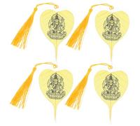 Gadpiparty 4pcs Buddhist Bookmarks Bookmark Set Bodhi Leaf Veins Material Golden Tassel Vintage Creative Design Thin and Light Reading Tools for Office and New Year