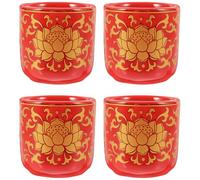 Gadpiparty 4pcs Ceramic Buddhist Water Cup 1.77 Inch Round Design Smooth Edges for Buddha Worship and Art Craft Decoration
