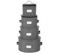 Gadpiparty 4pcs China Platter Storage Case Set Portable Fabric Dinnerware Organizer with Thick Felt Padding, Dustproof Protection and Stackable Softsided Design for Everyday Tableware Storage