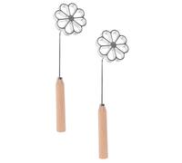 Gadpiparty 4pcs DIY Fried Snack Mould Set for Shrimp Cakes and Oil Dumplings, Easy to Use and Store Aluminium Alloy and Wood Frying Mold for Home Kitchen and Snack Bar