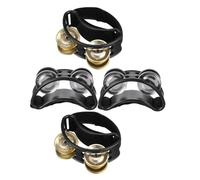 Gadpiparty 4pcs Double Row Jingle Foot Tambourine with Metal Bells Portable Percussion Rhythm Instrument for Adults Stylish Foot Shakers for Live Music Classroom and Band Performances
