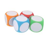 Gadpiparty 4Pcs Erasable Foam Dice DIY Blank Dice for Classroom Games Creative Learning Party Fun Red Orange Blue Green Interactive Teaching Tool