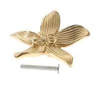 Gadpiparty 4pcs Flower Cabinet Knobs Premium Copper Decorative Drawer Pulls for Dresser Wardrobe Chic Flower Shape Design Easy to Install for Cabinets Furniture