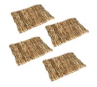 Gadpiparty 4pcs Hand Woven Straw Mat for Small Pets Hamster Grass Mat Hay Net Rectangular Dry Grass Nest for Hamster Guinea Pig Rabbit