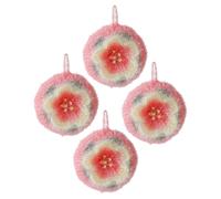 Gadpiparty 4pcs Handmade Flower Shape Dish Scrubber Set, Non Scratch Polyester Crochet Sponge Pads for Kitchen Cleaning Routines and Household Dish Sponge Needs