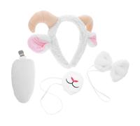 Gadpiparty 4pcs Lamb Cosplay Costume Accessory Set and Featuring Soft Lightweight Plastic, Plush and Cotton Materials with Realistic Sheep Ears and Horns Headbands, for Animal Parties