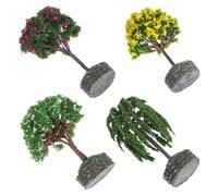 Gadpiparty 4pcs Micro Landscape Trees Miniature Garden Model Realistic Detailing and Multiple Shapes, Portable Plastic Plants for Flower Beds and Model Sand Tables Decoration