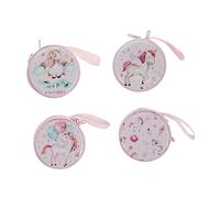 Gadpiparty 4PCS Mini Earphone Carry Case Durable Coin Purse Tinplate Box with Mixed Unicorn Patterns Sturdy Resistant Travel Pocket for Earbuds and Change Practical Women