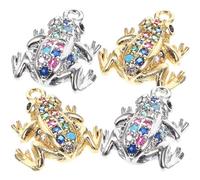 Gadpiparty 4Pcs Miniature Frog Charms for Jewelry Making Cute Animal Pendant Gold and Platinum Colors for Bracelets and Necklaces for DIY Jewelry Lovers
