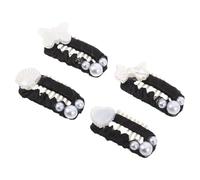 Gadpiparty 4pcs Pet Hair Clips for Cats and Dogs, 2.8cm Mini Pearl Bead Claw Clips with Butterfly, Bow, Heart, and Shell Designs, Small Hair Accessories for Puppies and Long-Haired Pets