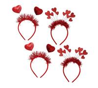 Gadpiparty 4pcs Red Sequin Heart Headbands Lightweight Valentines Hair Bands for Holiday Parties Wedding and Christmas Romantic Glitter Love Shape Hair Accessories