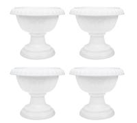 Gadpiparty 4pcs Roman Flower Pot Pedestal Planter, Small Indoor Plants Urn Planter for Outdoors Indoor Plant Compost Flowerpot Storage Succulent Flower Urn Pillar Vintage Plastic White