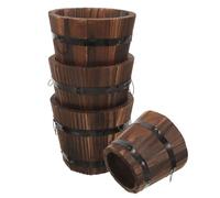 Gadpiparty 4pcs Small Barrel Flowerpots with Drainage Reusable Rustic Planter Holders for Garden Plants Flowers and Vegetables Scratch-resistant Indoor Outdoor Containers