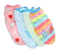 Gadpiparty 4PCS Small Dog Warm Flannel Pet Vest Set for Teacup Dogs Cats, Cartoon Patterned Winter Clothes Heart, Caterpillar, Rocking Horse, Outdoor Pet Costume for Cold