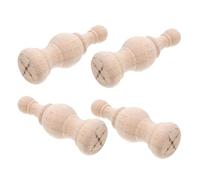 Gadpiparty 4pcs Small Wooden Decorative Finials for Bed Posts, Curtain Rods, Staircase Balusters - Unpainted Vintage Craft Tops 5x15cm for Indoor Woodworking Projects