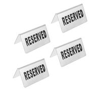 Gadpiparty 4Pcs Stainless Steel Party Reserved Signs Double-sided Table Cards for Restaurants Bars Weddings Banquets Silver Table Holders