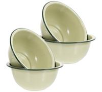 Gadpiparty 4pcs Vintage Enamel Soup Bowls Set Light Green Retro Style Multi-Functional Use Large Capacity Enamel Mixing Bowls for Home Decoration and Washing Rice Color Color